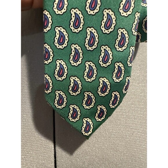 Polo Ralph Lauren Vintage Silk Tie!  Green Paisley‎    ITALY - Picture 4 of 4